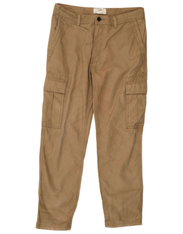 Pantaloni cargo dritti da uomo Marks & Spencer W32 L29 cotone beige