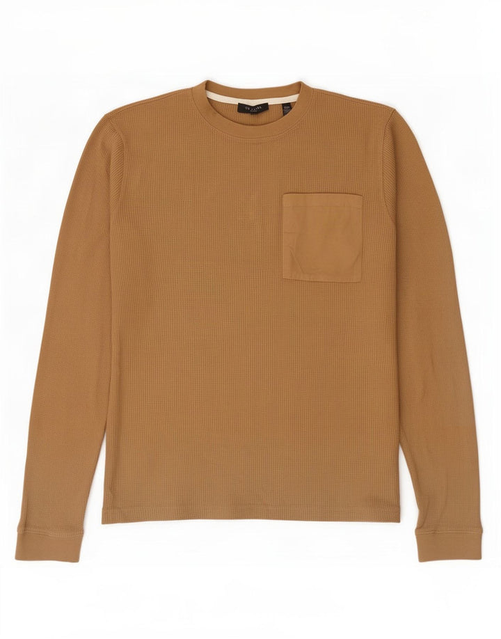 Ted Baker Top da uomo a maniche lunghe taglia 3 in cotone beige medio