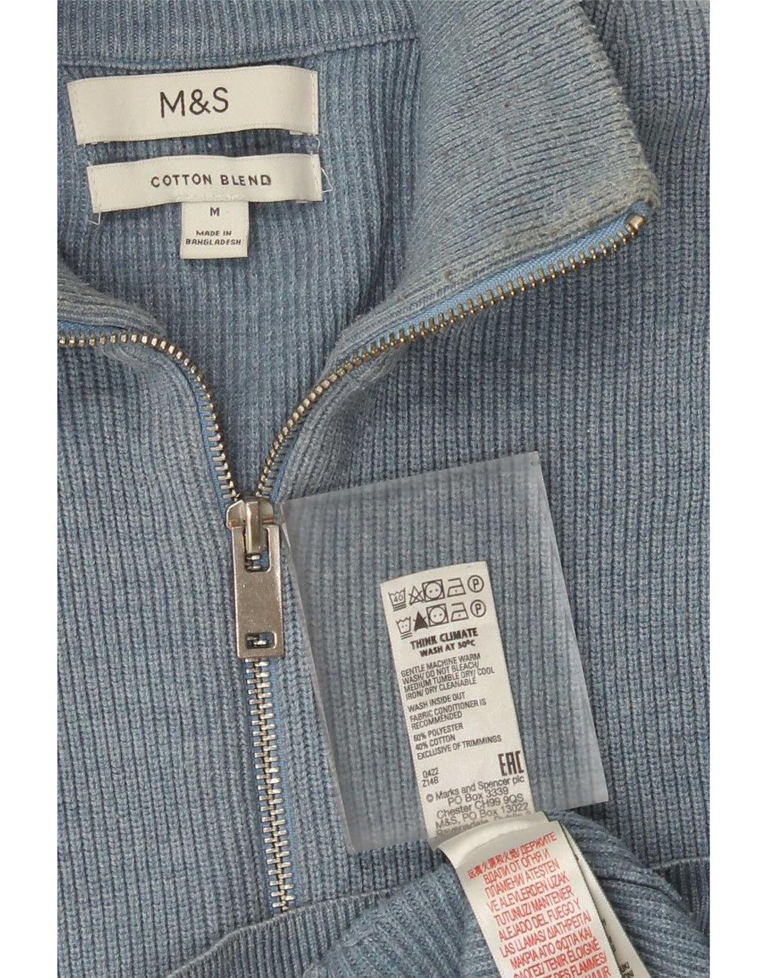 Maglione cardigan da uomo Marks & Spencer poliestere blu medio