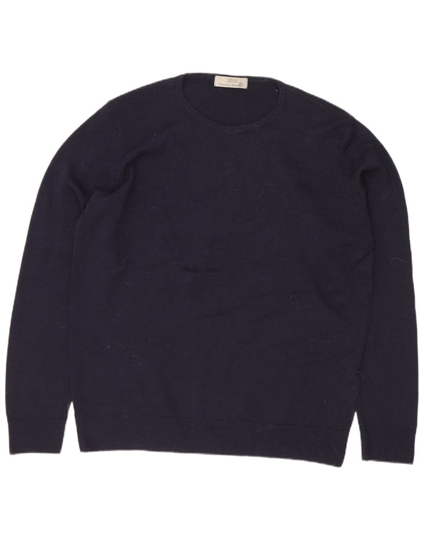 Maglione maglione girocollo da donna Marks & Spencer UK 12 Lana blu navy media
