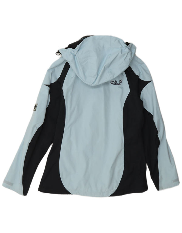 Giacca antipioggia con cappuccio da donna Jack Wolfskin UK 10 Small Blue Colourblock