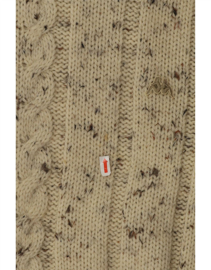 Maglione Kappa da uomo con collo alto e maglione grande in lana screziata bianco sporco