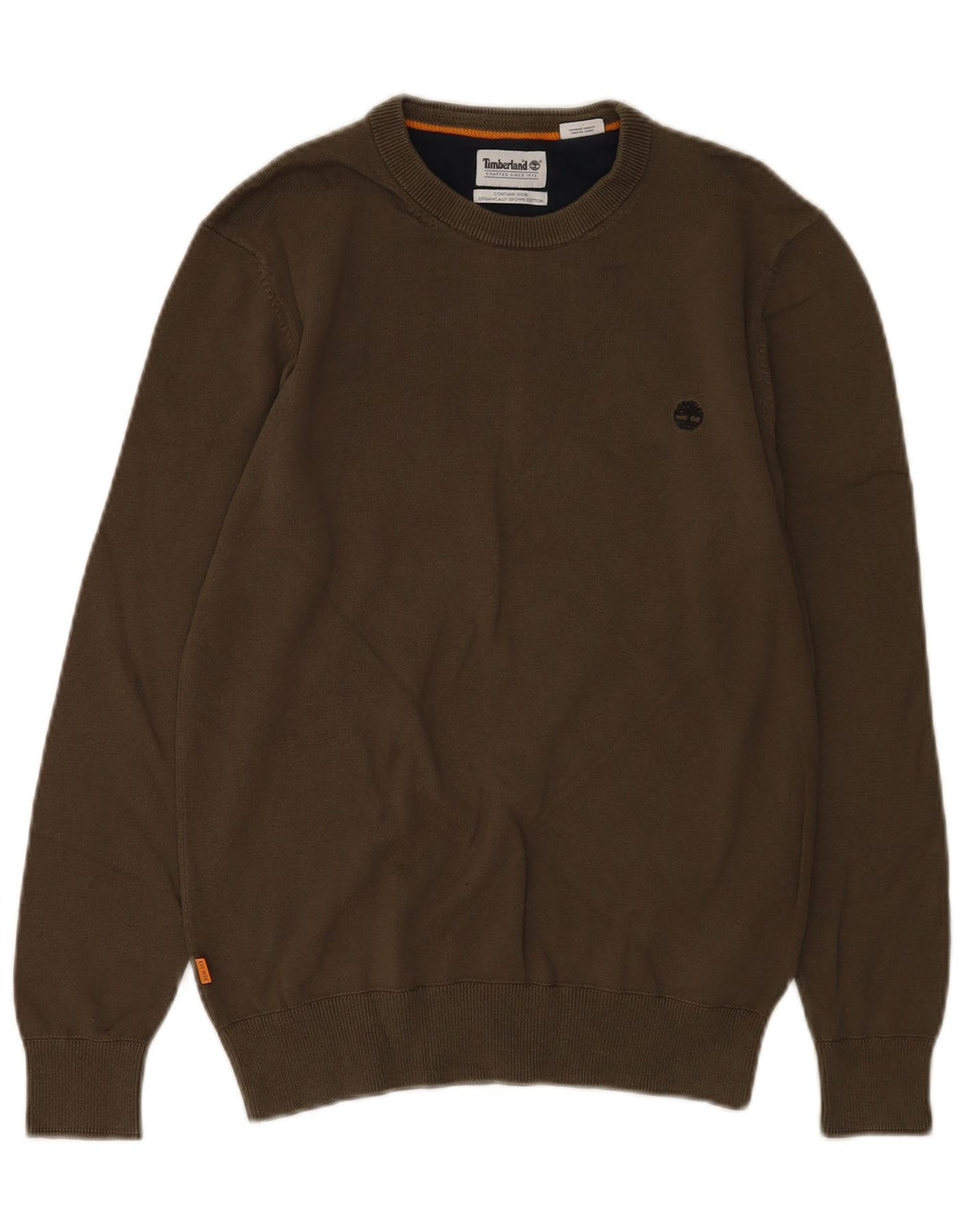 Maglione maglione girocollo da uomo Timberland piccolo cotone kaki