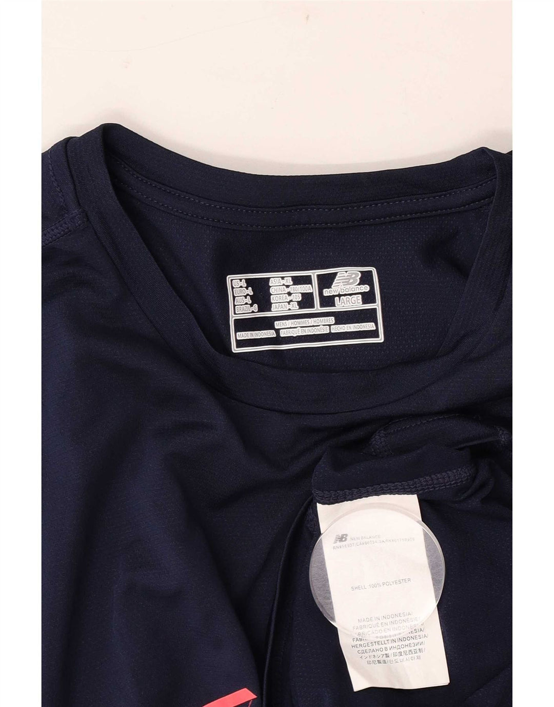 New Balance Maglietta grafica da uomo a maniche lunghe grande in poliestere blu navy