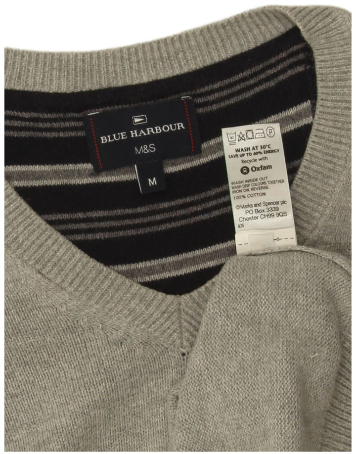 Maglione da uomo Marks & Spencer Blue Harbour con scollo a V grigio medio screziato