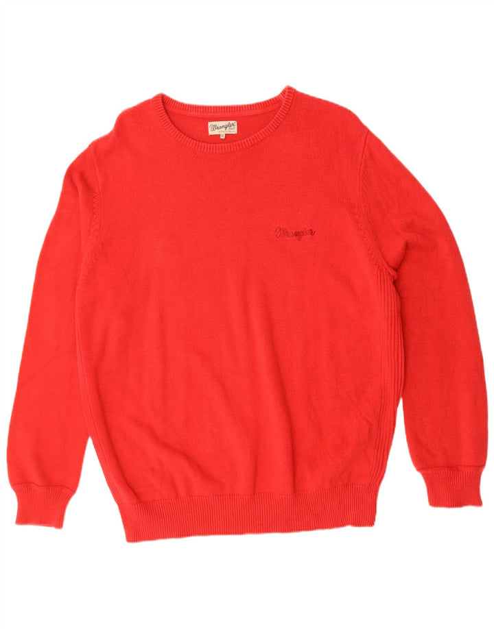 WRANGLER Mens Crew Neck Jumper Sweater 2XL Red Cotton
