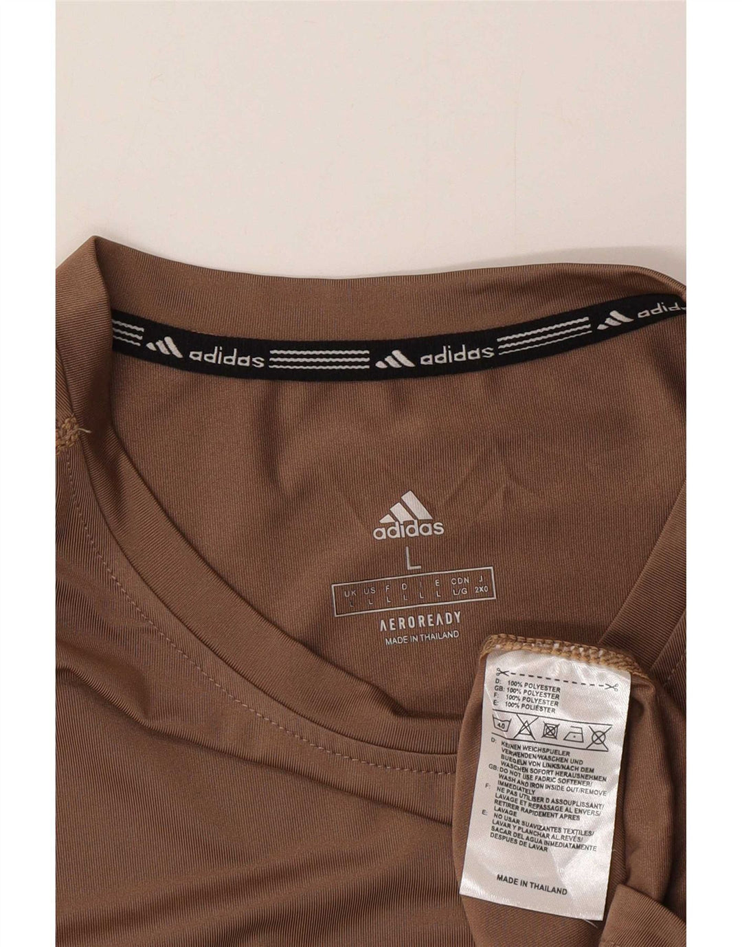 T-shirt grafica Adidas Aeroready da uomo, grande, in poliestere marrone