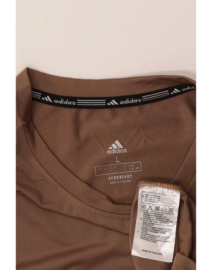 T-shirt grafica Adidas Aeroready da uomo, grande, in poliestere marrone