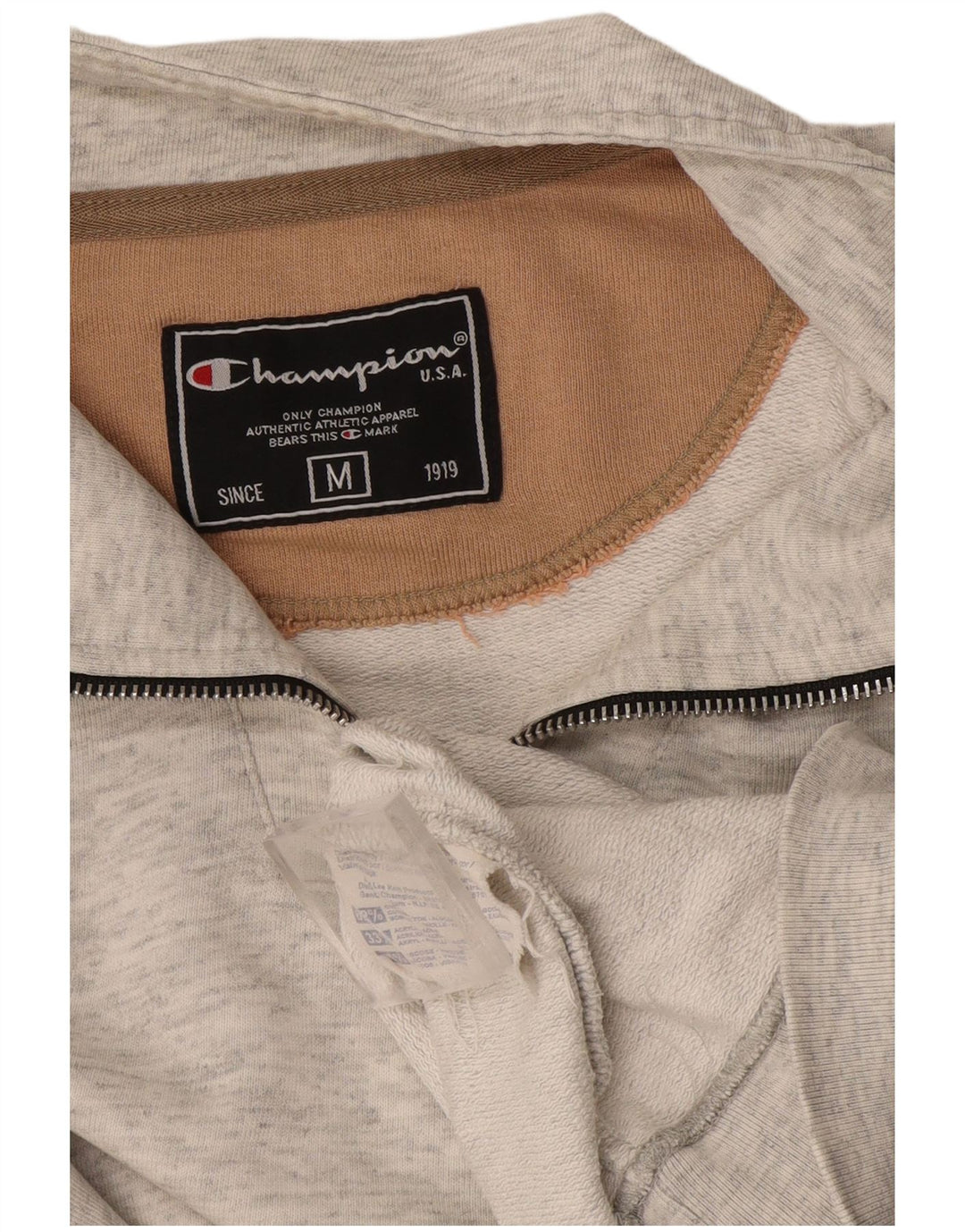 Felpa Champion da uomo con zip e collo, maglione, cotone chiazzato grigio medio