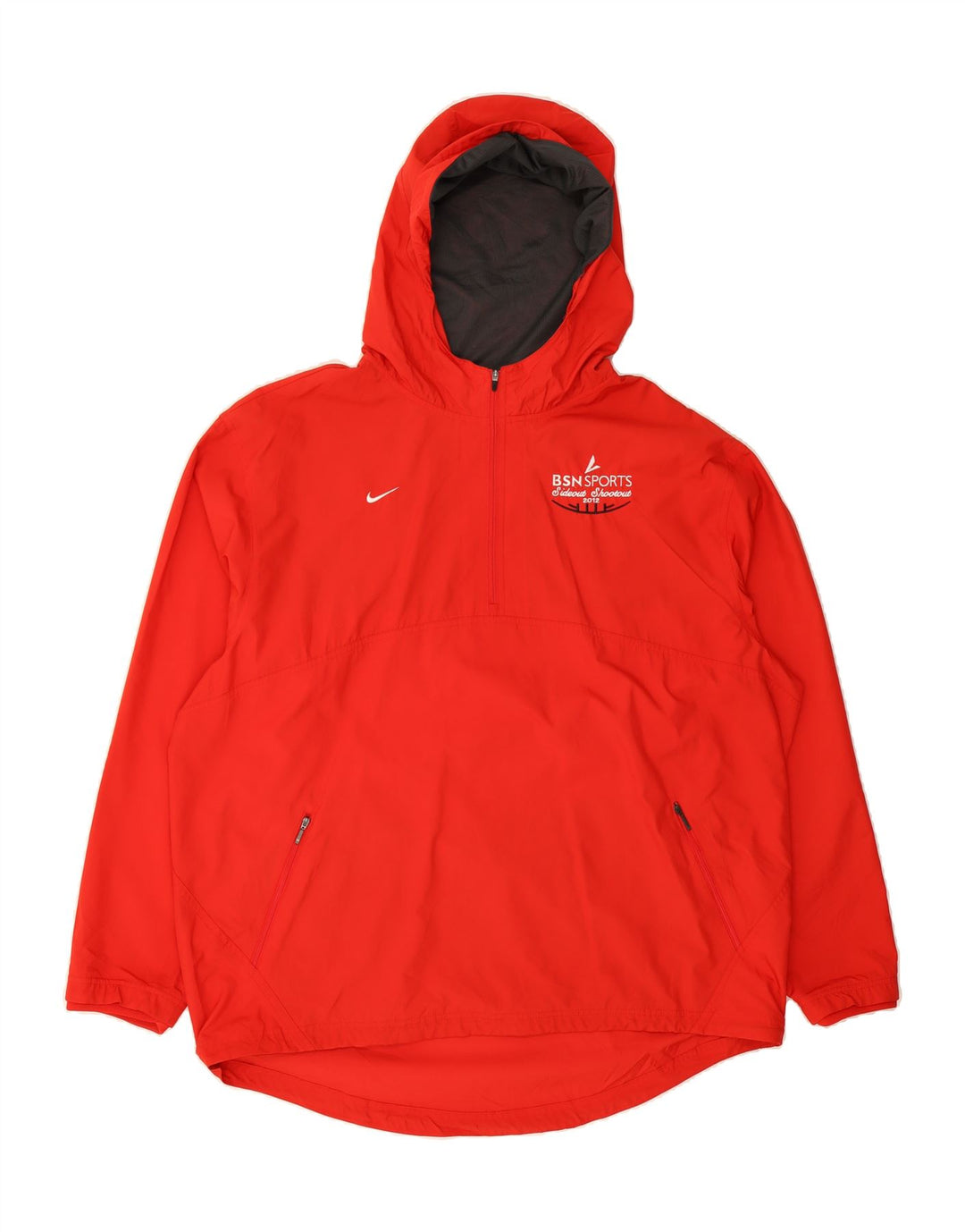 NIKE Mens Hooded Pullover Rain Jacket UK 42 XL Red Polyester Vintage Nike and Second-Hand Nike from Messina Hembry 