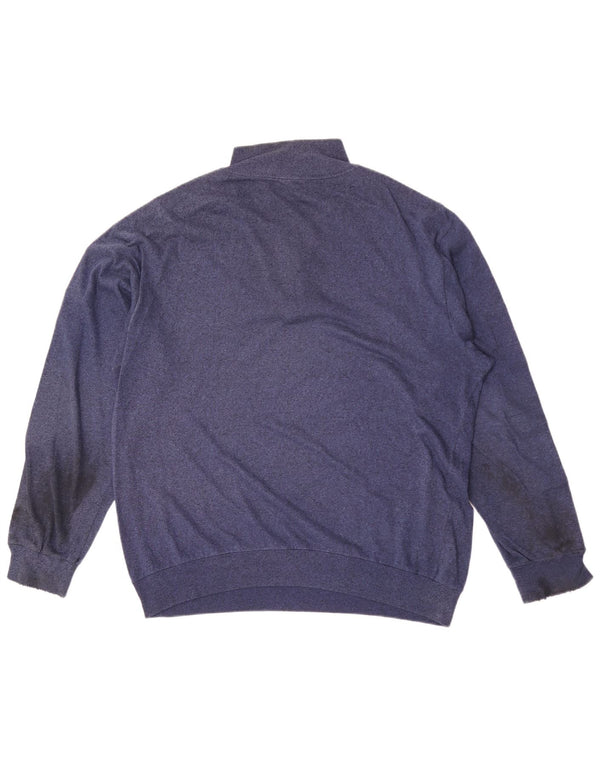 Felpa Asics da uomo con grafica con zip e collo, maglione grande, colore blu