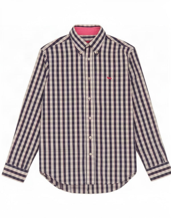 Camicia da uomo Harmont & Blaine in cotone a quadri blu medio