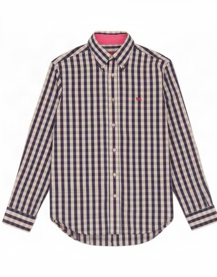 Camicia da uomo Harmont & Blaine in cotone a quadri blu medio