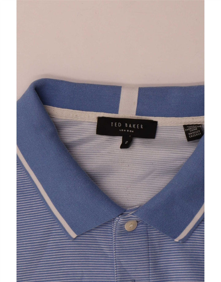 Polo da uomo Ted Baker taglia 6 2XL poliestere a righe blu