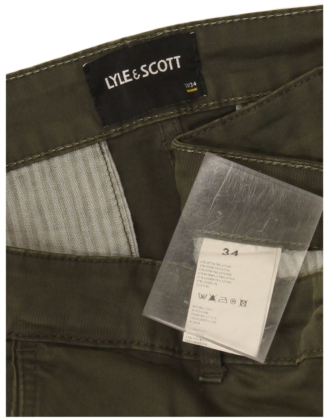 Pantaloni cargo slim da uomo LYLE & SCOTT W34 L34 cotone kaki