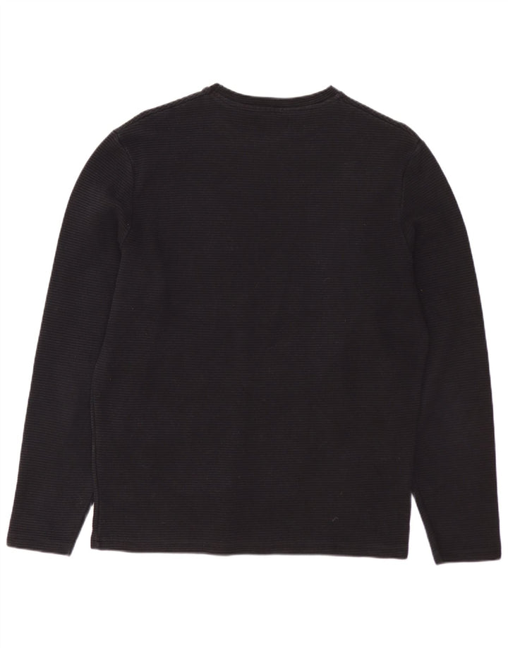 ZARA Top Uomo Manica Lunga Medio Blu Navy Cotone