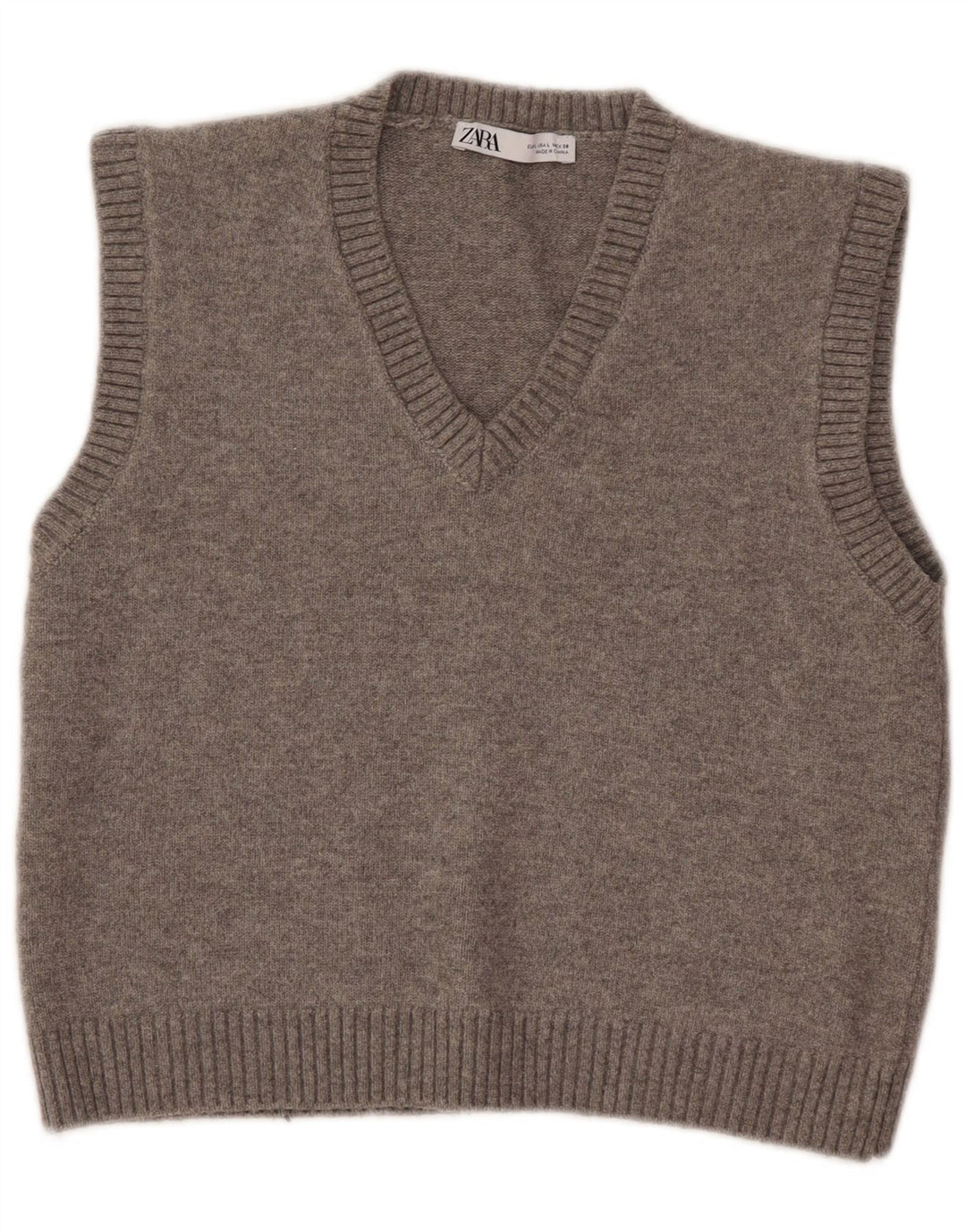 Canotta corta da donna Zara UK 14 grande poliestere grigio