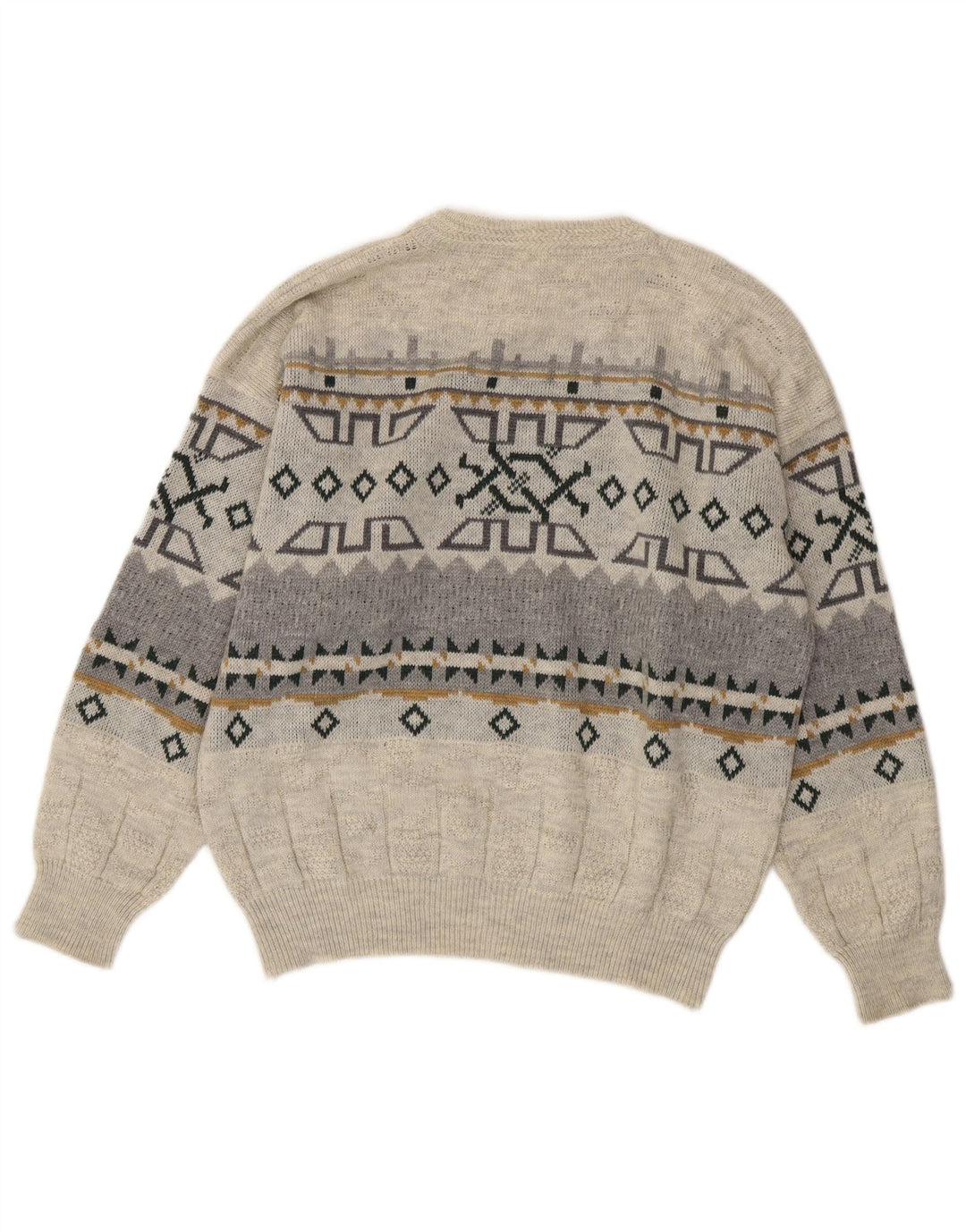 Maglione girocollo da uomo vintage IT 50 Acrilico geometrico grigio medio