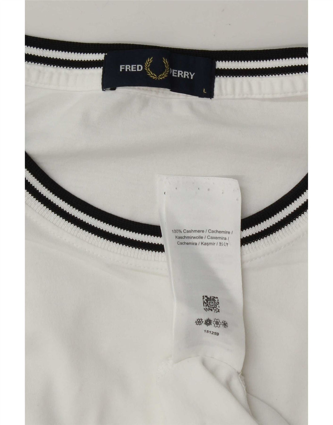 T-shirt da uomo Fred Perry Top in cashmere a righe bianche grandi