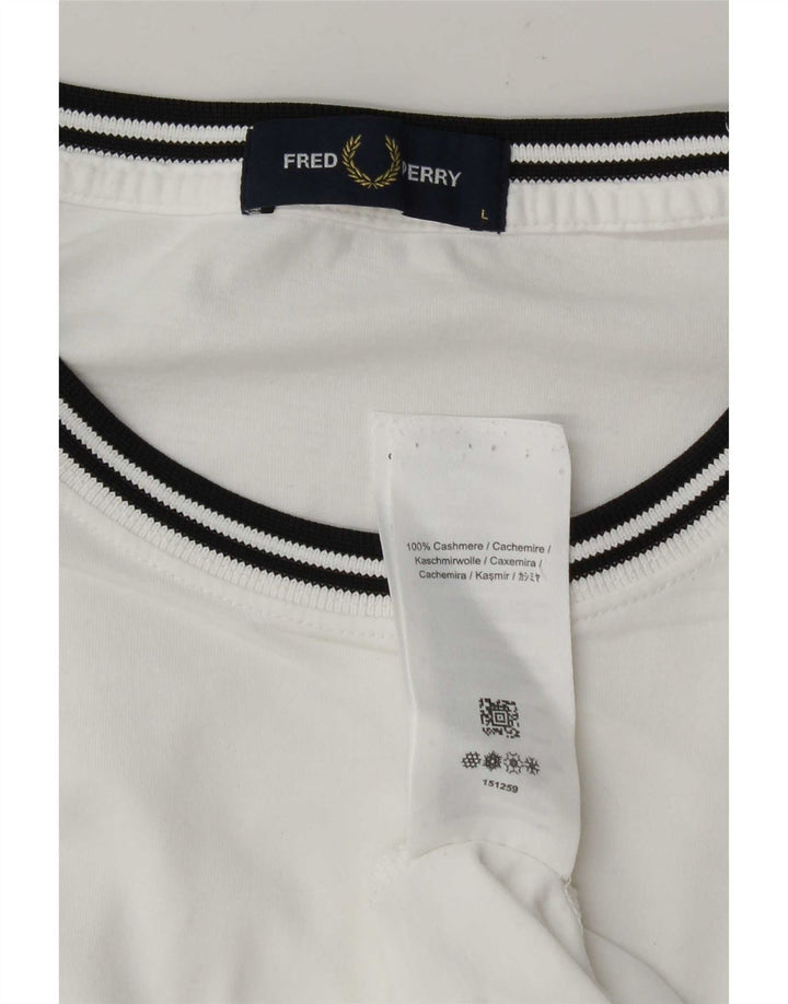 T-shirt da uomo Fred Perry Top in cashmere a righe bianche grandi