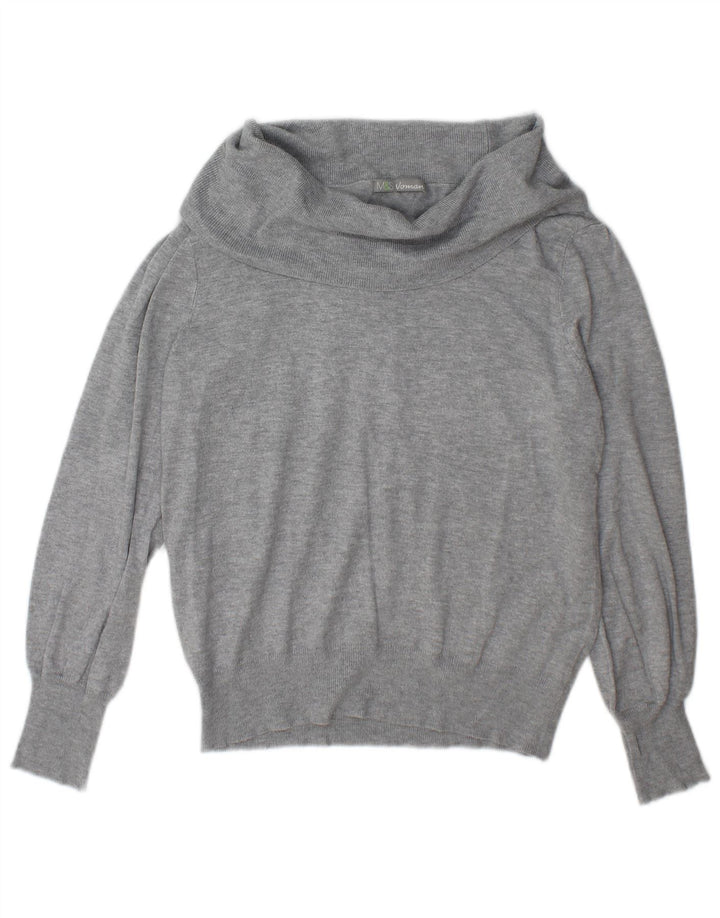 Maglione maglione a collo alto da donna Marks & Spencer UK 12 Viscosa grigio medio