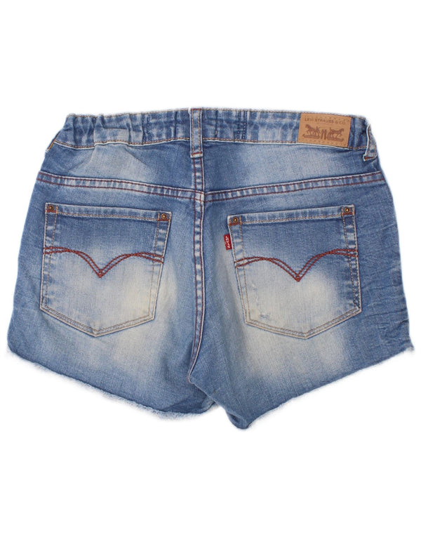 Pantaloncini di jeans effetto invecchiato Levi's per ragazze 13-14 anni W26 cotone blu