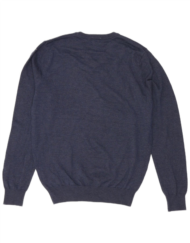 Maglione maglione con scollo a V da golf da uomo Calvin Klein in cotone blu navy medio