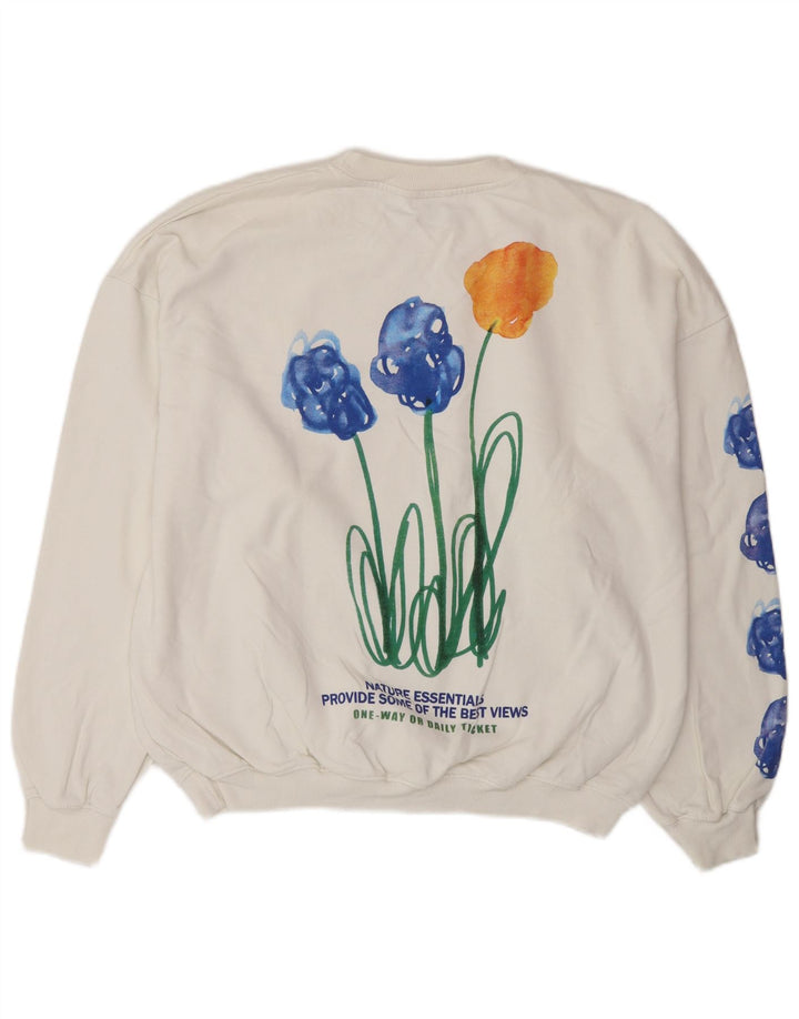Felpa oversize grafica da donna Zara UK 14 Medium White Floral