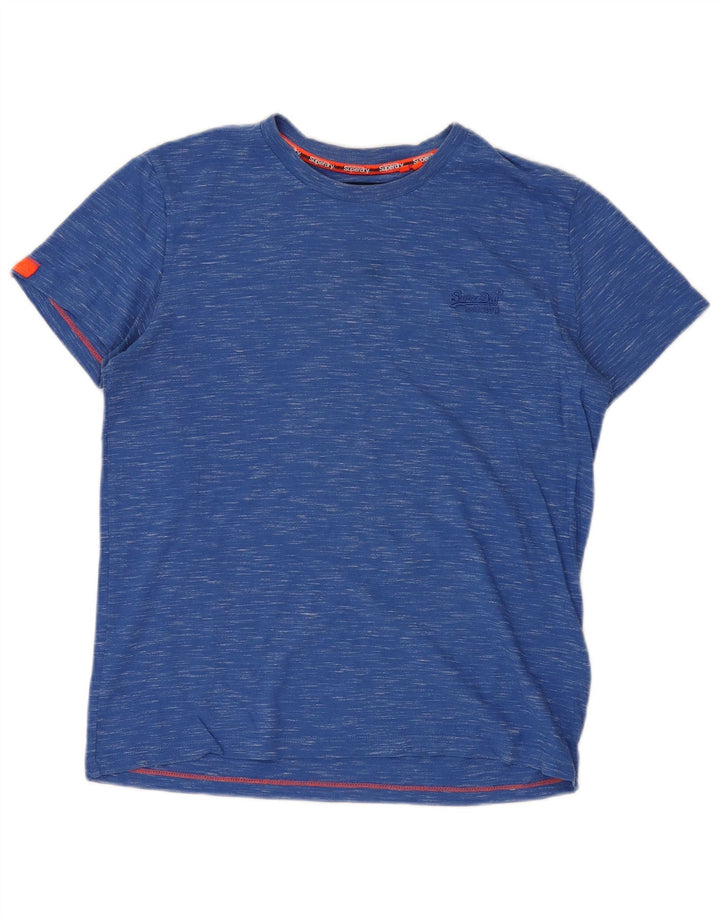T-shirt da uomo SUPERDRY Top grande in cotone chiazzato blu
