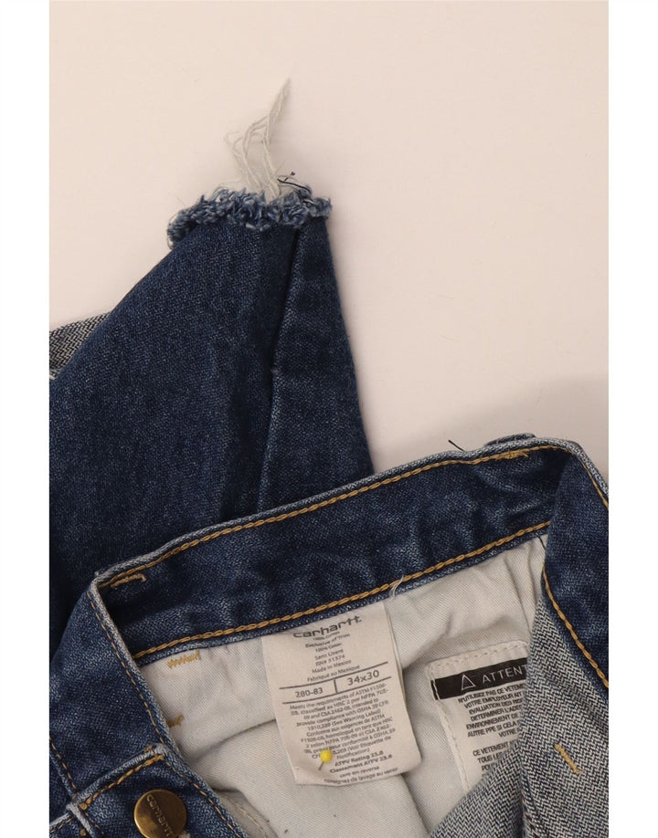 Pantaloncini di jeans da uomo Carhartt W34 grande cotone blu