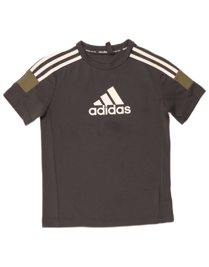 T-shirt grafica da ragazzo Adidas Top 9-10 anni in poliestere grigio