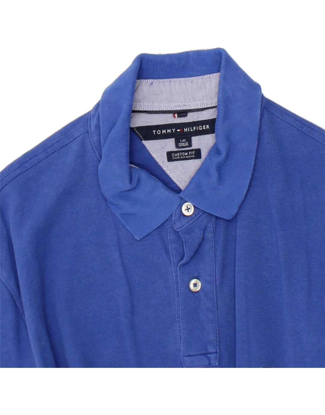 TOMMY HILFIGER Mens Custom Fit Polo Shirt Large Blue Cotton Vintage Tommy Hilfiger and Second-Hand Tommy Hilfiger from Messina Hembry 