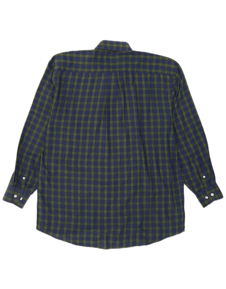 Camicia da uomo vintage a quadri grandi blu navy