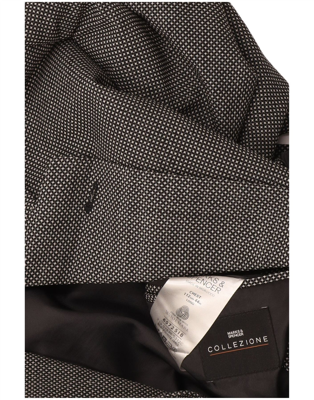 Giacca blazer a 2 bottoni da uomo Marks & Spencer UK 44 XL lana a quadri nera