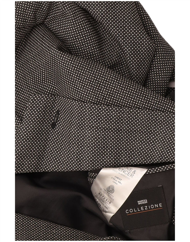Giacca blazer a 2 bottoni da uomo Marks & Spencer UK 44 XL lana a quadri nera