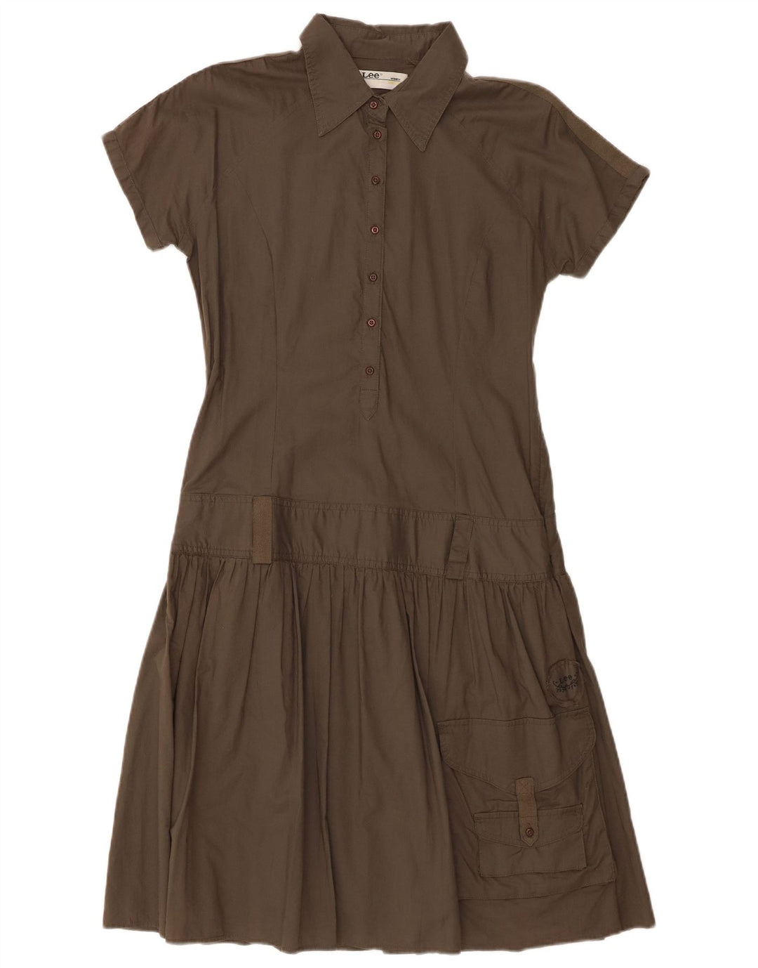 Abito a trapezio cargo da donna Lee UK 14 cotone kaki medio