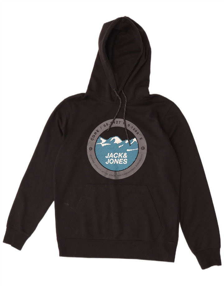 Felpa con cappuccio grafica da uomo Jack & Jones, poliestere nero medio