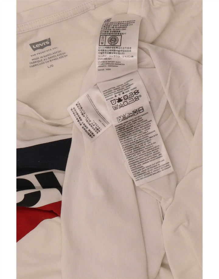 T-shirt grafica da donna Levi's Top UK 16 grande cotone bianco