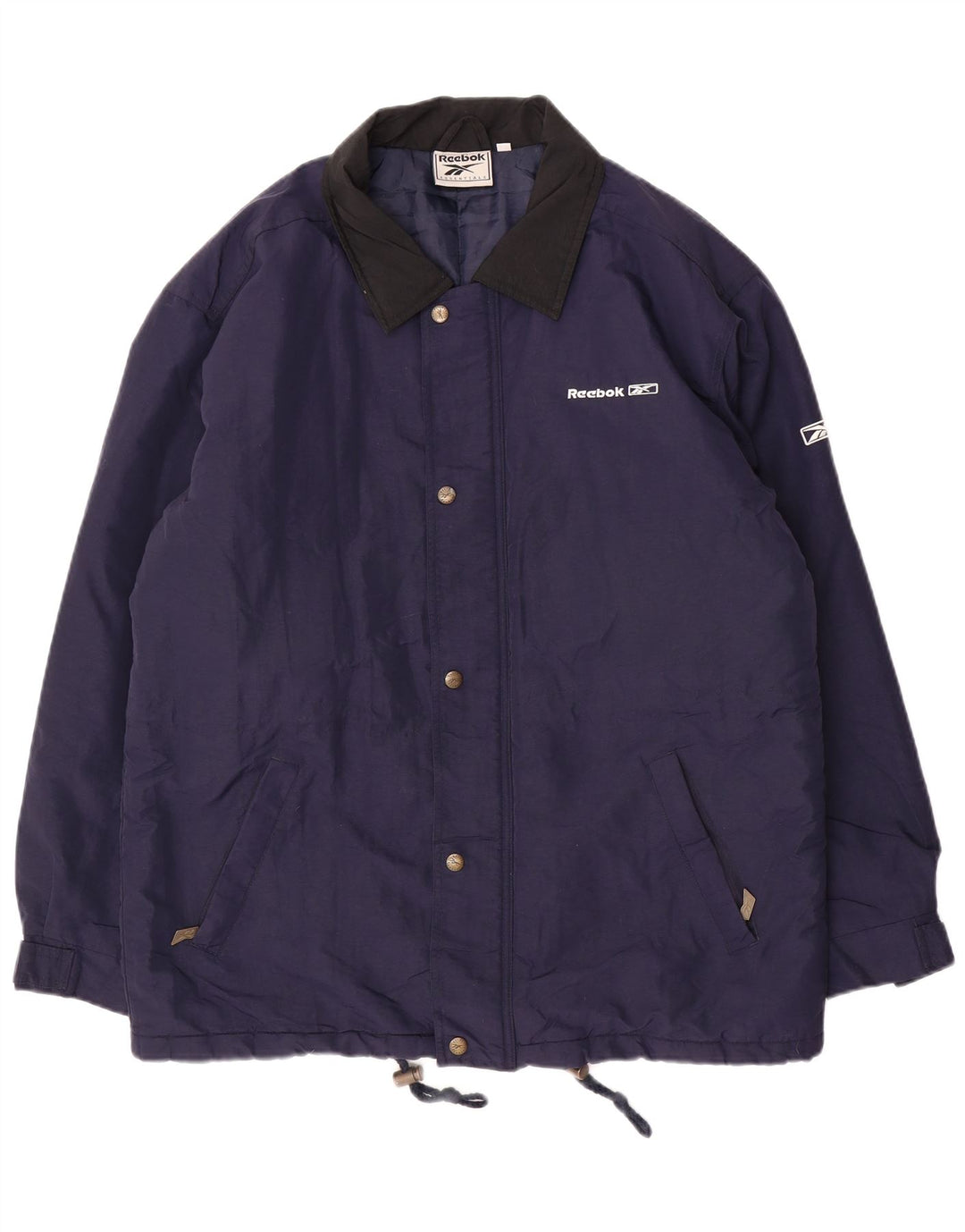 Giacca a vento REEBOK da uomo vestibilità ampia UK 36 piccola in nylon blu navy