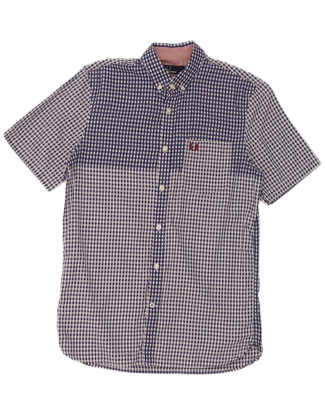 Camicia a maniche corte da uomo Fred Perry in cotone a quadri blu piccolo