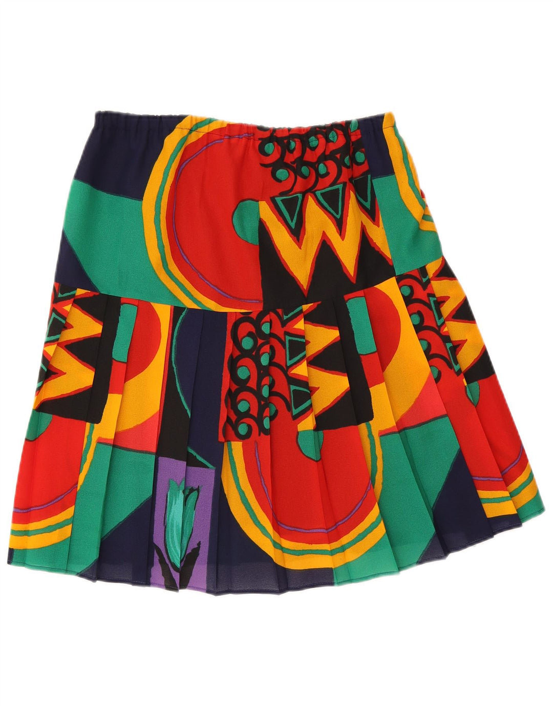 Gonna a pieghe vintage da donna media W30 poliestere geometrico multicolore