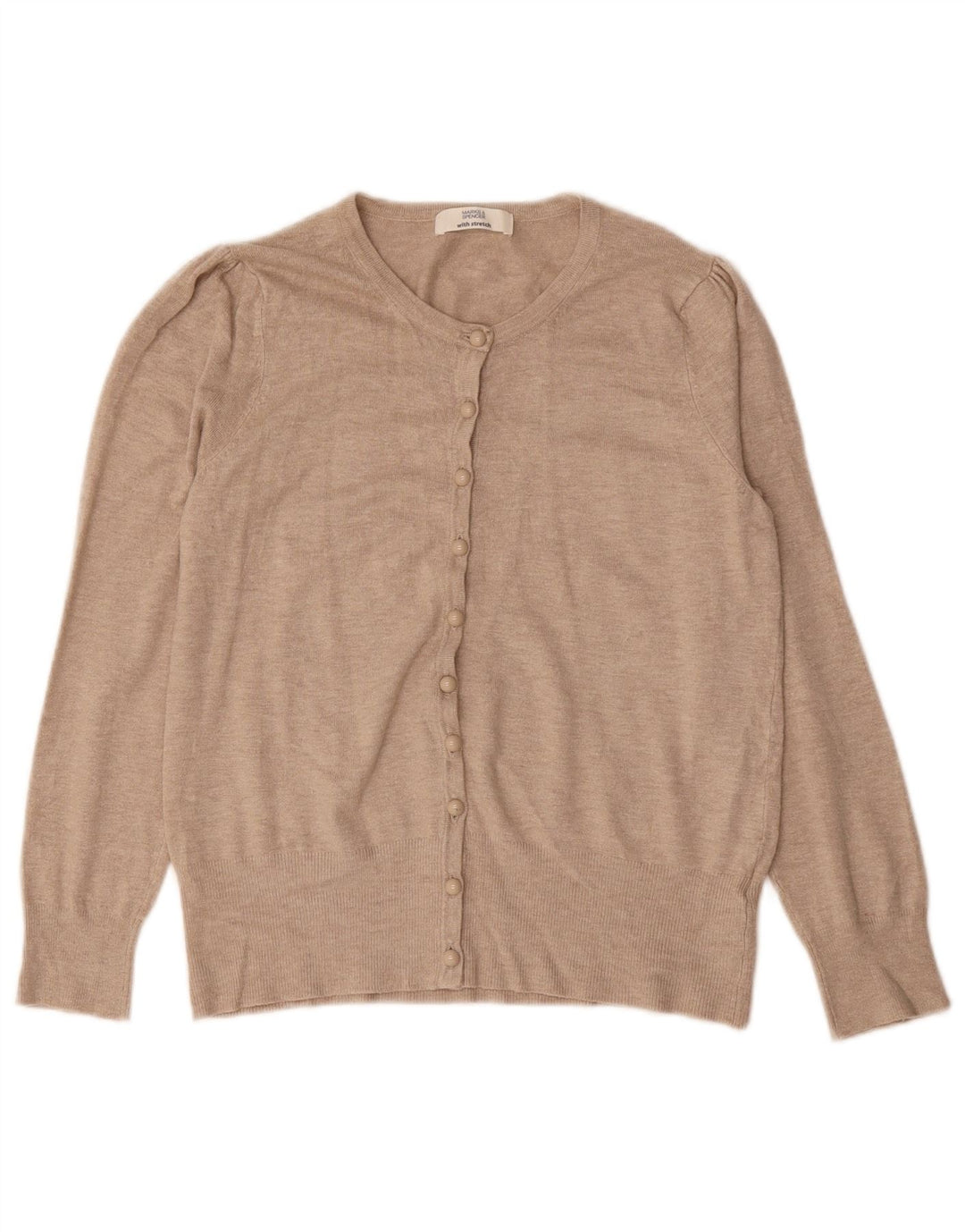 MARKS & SPENCER Womens Cardigan Sweater UK 12 Medium Beige Viscose