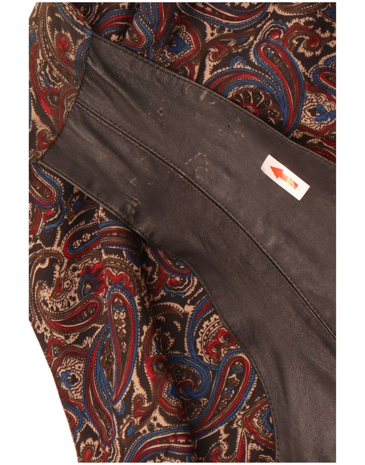 Gilet in pelle da uomo vintage grande in pelle Paisley nera