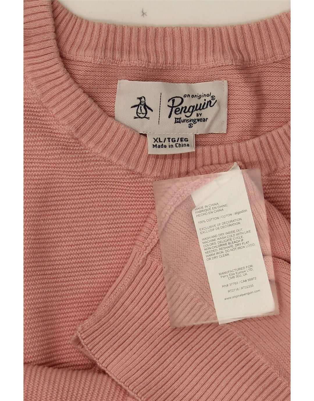 Maglione da uomo girocollo Penguin XL in cotone rosa