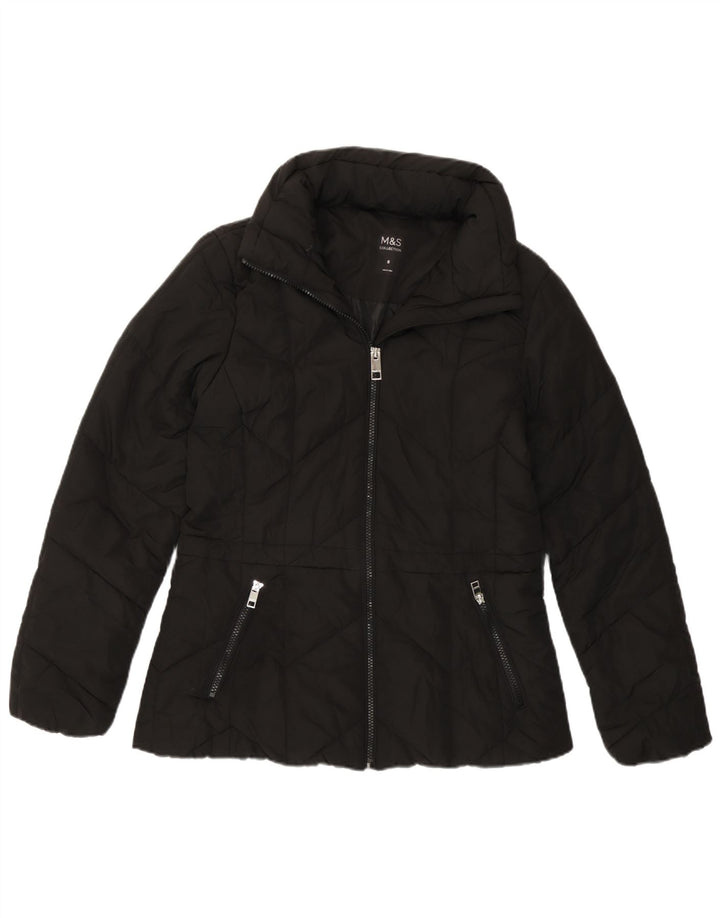 Giacca imbottita con cappuccio da donna Marks & Spencer UK 8 piccola poliestere nero