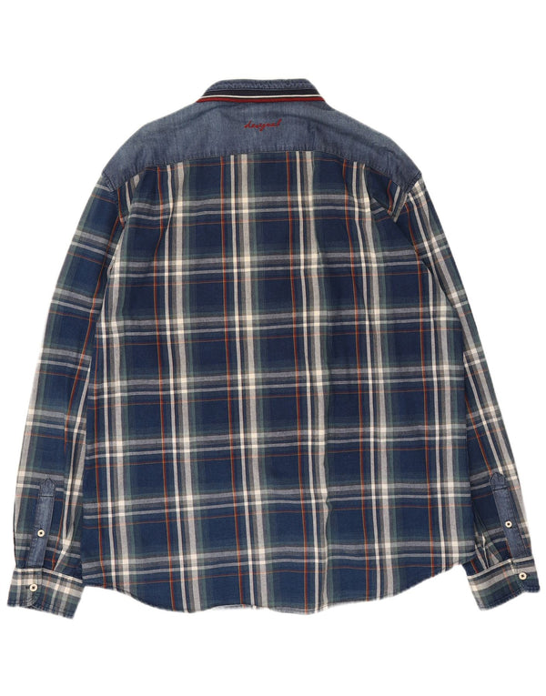 Camicia Desigual da uomo 2XL in cotone a quadri blu navy