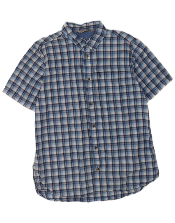 Mountain Warehouse Mens Short Sleeve Shirt Large Blue Check Cotton