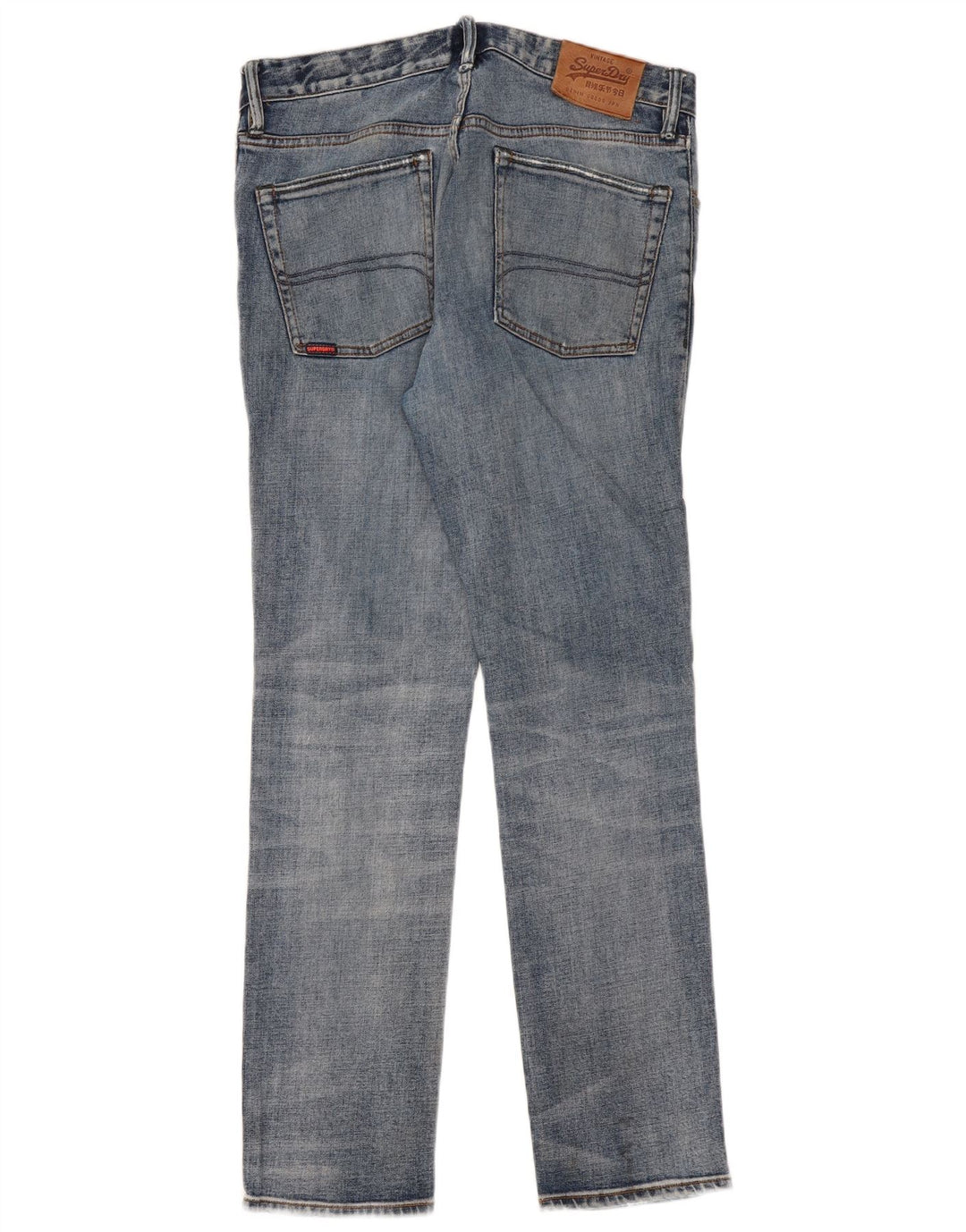 Jeans dritti invecchiati da uomo Superdry W33 L32 cotone blu