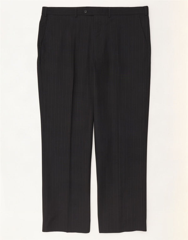 Pantaloni da abito dritti da uomo Marks & Spencer W40 L31 Lana nuova gessata grigia