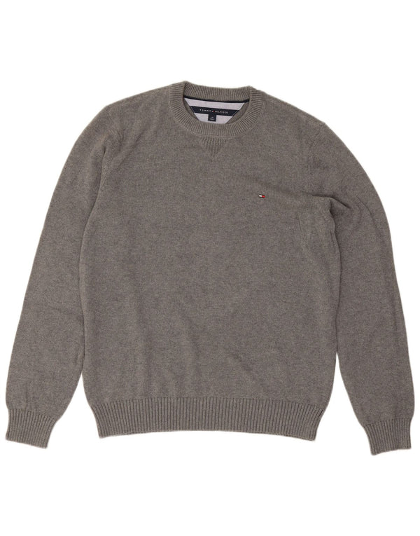 Maglione maglione girocollo da uomo Tommy Hilfiger grande cotone grigio